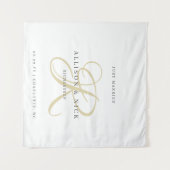 Tenture Gold Minimalistic Monogram Just Married Reception (Devant (Horizontal))
