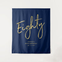 Gold & Navy Blue 80th Birthday Party Contexte