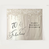 Tenture Gold Parties scintillant 70e fête d'anniversaire (Devant (Horizontal))