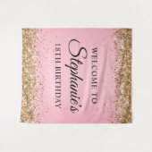 Tenture Gold Parties scintillant rose 18e anniversaire fêt (Devant (Horizontal))
