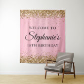 Tenture Gold Parties scintillant rose 18e anniversaire fêt (En situation)