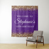 Tenture Gold Parties scintillant Royal Purple 18e annivers (En situation)