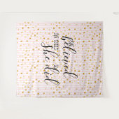 Tenture Gold & Pink Stripe Dot Elle Croyait Qu'Elle Pourra (Devant (Horizontal))
