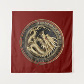 Tenture Gold Sacred Eastern Dragon Medallion (Devant (Horizontal))