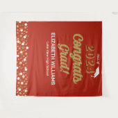 Tenture Gold Script Confetti Congrats Grad Red fond (Devant (Horizontal))