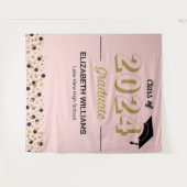 Tenture Gold Script Confetti Grad Party Pink fond (Devant (Horizontal))