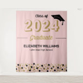 Tenture Gold Script Confetti Grad Party Pink fond (Devant)