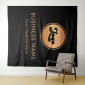 Tenture Gold Small Business Company Logo Black Backdrop (En situation (horizontale))