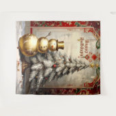 Tenture Gold Snowman Christmas Tree Holiday Backdrop (Devant (Horizontal))