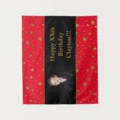 Tenture Gold Stars Avec Photo Message Sur Red Birthday (Devant)