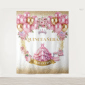 Tenture Gold Tiara Quinceañera Contexte Célébration rose (Devant)