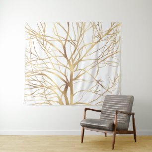 Tenture Gold Tree Silhouette
