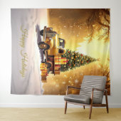 Tenture Gold Truck Christmas Tree Holiday Backdrop (En situation (horizontale))