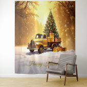 Tenture Gold Truck Christmas Tree Holiday Backdrop (En situation)