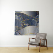 Tenture Gold Wave Lines, Vintage Abstrait. (En situation)
