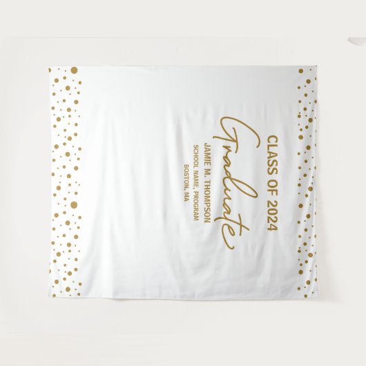 Tenture Gold White Class of 2024 backdrop graduation (Devant (Horizontal))