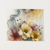 Tenture "Golden Bloom Elegance : Abstrait Floral Serenity" (Devant (Horizontal))