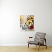 Tenture "Golden Bloom Elegance : Abstrait Floral Serenity" (En situation)