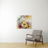 Tenture "Golden Bloom Elegance : Abstrait Floral Serenity" (En situation (horizontale))