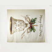 Tenture Golden Christmas Bell Shiny Stars Green Feuilles (Devant (Horizontal))