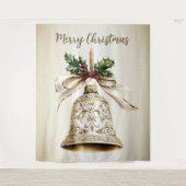 Tenture Golden Christmas Bell Shiny Stars Green Feuilles (Devant)