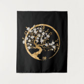 Tenture Golden Enso Zen Circle Sakura arbre (Devant)