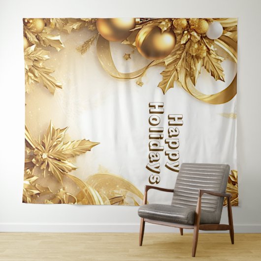 Tenture Golden Feuilles Noël (En situation (horizontale))