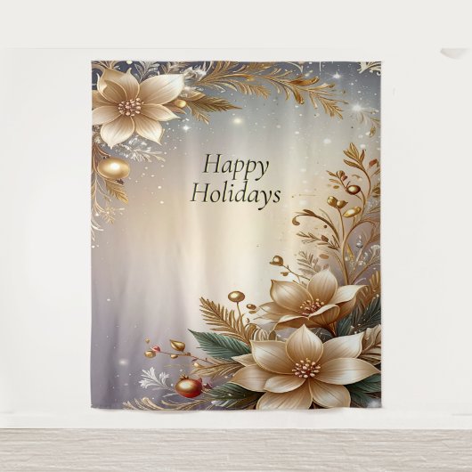 Tenture Golden Floral Holiday Backdrop (Devant)