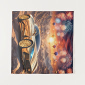 Tenture golden luxury car in a desert landscape (Devant (Horizontal))