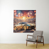 Tenture golden luxury car in a desert landscape (En situation)