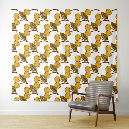 Tenture Golden Metallic Cherries Pattern (En situation (horizontale))