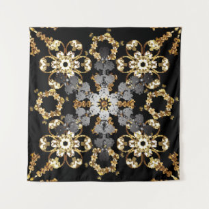 Tenture Golden outline floral decor. Eastern style element