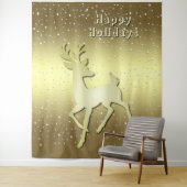 Tenture Golden Reindeer Snowy Holiday Backdrop (En situation)