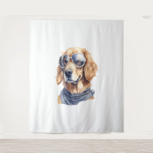 Tenture Golden Retriever avec lunettes de soleil