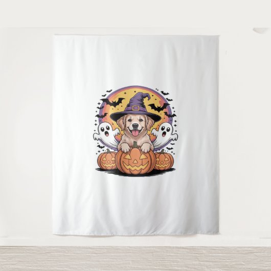 Tenture Golden Retriever Halloween Witch Chien classique T (Devant)