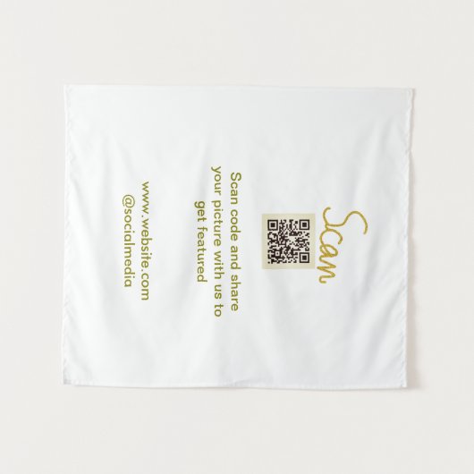 Tenture Golden Scan QR code parties scintillant simple élé (Devant (Horizontal))