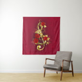 Tenture Golden Treble Clef avec fleurs Roses (En situation)