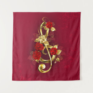 Tenture Golden Treble Clef avec fleurs Roses
