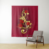 Tenture Golden Treble Clef avec fleurs Roses (En situation)