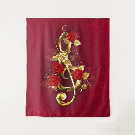 Tenture Golden Treble Clef avec fleurs Roses (Devant)