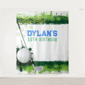 Tenture Golf Anniversaire Photo-Op Enfants fond (Devant)