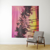 Tenture Good Vibes Tropical Pink Sunset Beach Palm Tree (En situation)