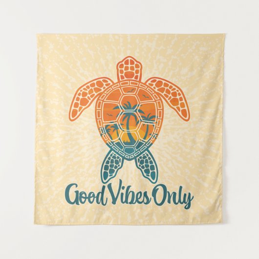Tenture Good Vibes Uniquement Conception Tropicale Sunset  (Devant)