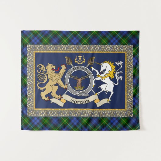 Tenture Gordon Clan Badge & Tartan (Devant (Horizontal))