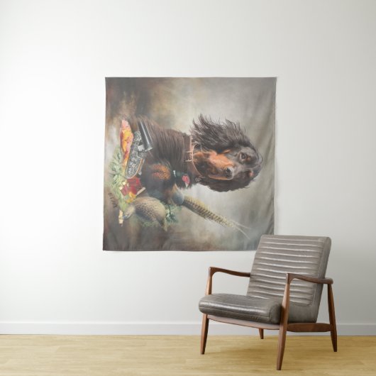 Tenture Gordon setter avec faisans, Art (En situation (horizontale))
