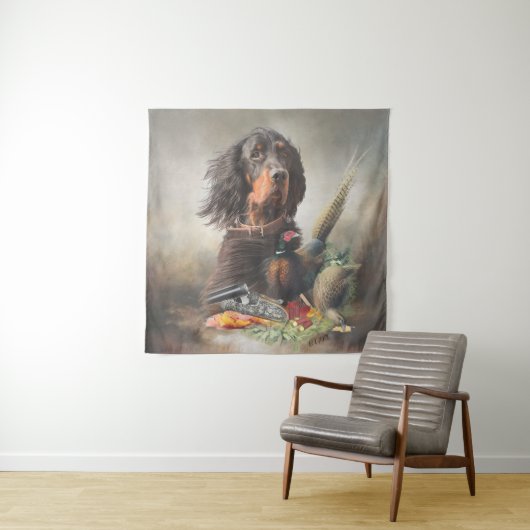 Tenture Gordon setter avec faisans, Art (En situation)