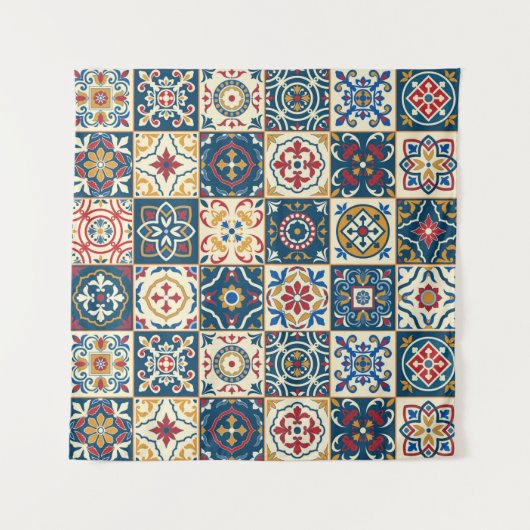 Tenture Gorgeous seamless pattern white colorful Moroccan, (Devant)