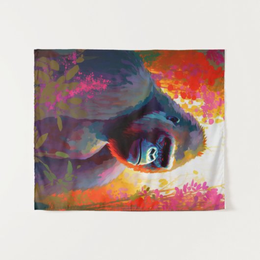 Tenture Gorilla Ape Animal Portrait Peinture Faune Libre (Devant (Horizontal))