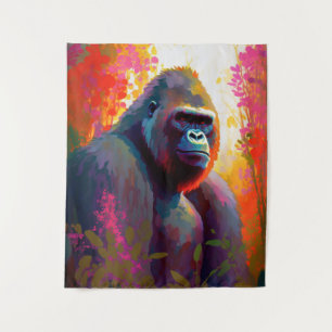 Tenture Gorilla Ape Animal Portrait Peinture Faune Libre