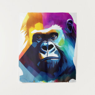 Tenture Gorilla Ape Nature Sauvage Animal Couleur Art Pein
